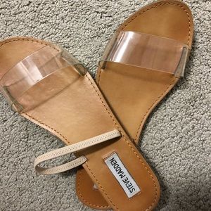 Steve Madden  clear/nude elastic sandals size 8